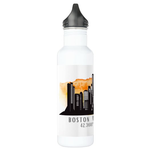 Boston Skyline Latitude en Longitude Waterfles (Links)