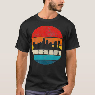 Boston Skyline Massachusetts Vintage Pride Gift T-shirt