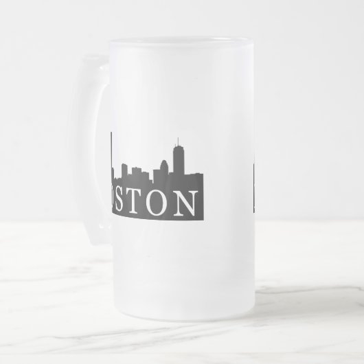 Boston Skyline Matglas Bierpul (Voorkant links)