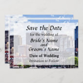 Boston Skyline met Custom House Tower Save Date Save The Date (Voorkant / Achterkant)