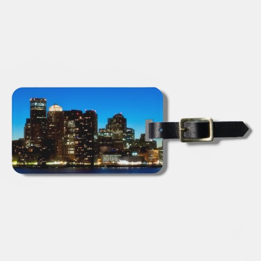 Boston skyline met maan bagagelabel (Voorkant horizontaal)