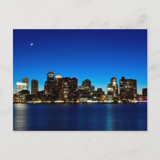 Boston skyline met maan briefkaart (Voorkant)