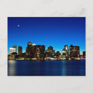 Boston skyline met maan briefkaart