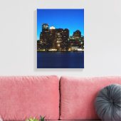 Boston skyline met maan canvas afdruk (Insitu (Woonkamer))