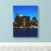 Boston skyline met maan canvas afdruk (Insitu (Houten vloer))