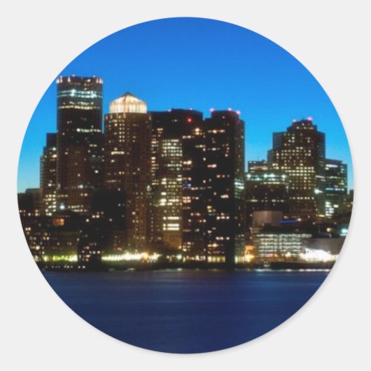 Boston skyline met maan ronde sticker (Voorkant)