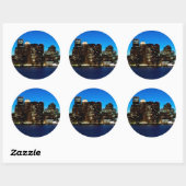 Boston skyline met maan ronde sticker (Vel)