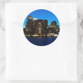 Boston skyline met maan ronde sticker (Tas)