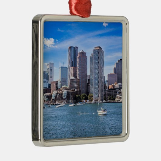 Boston Skyline Metalen Ornament (Rechts)