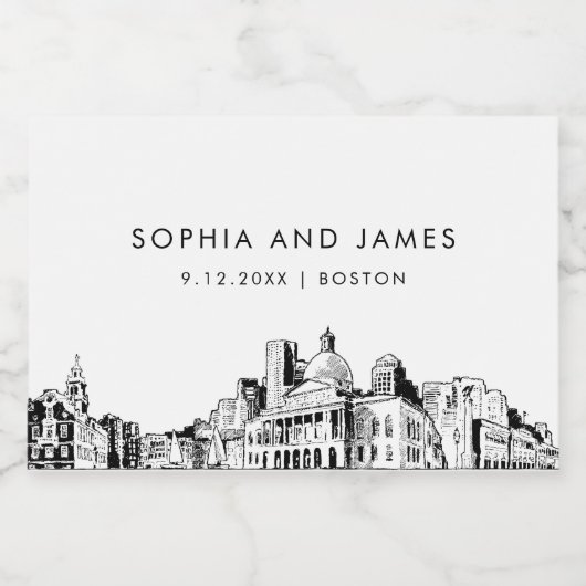 Boston Skyline Mini Sparkling Wijnetiket (Enkel label)