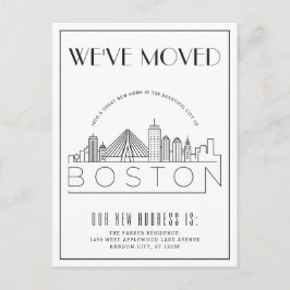 Boston Skyline Modern Deco | Adres wijzigen Aankondigingskaart