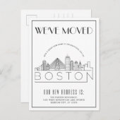 Boston Skyline Modern Deco | Adres wijzigen Aankondigingskaart (Voorkant / Achterkant)