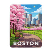 Boston skyline onder bloeiende kersenbloesems magneet (Verticaal)