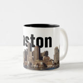 Boston Skyline op een beker Tweekleurige Koffiemok (Voorkant rechts)
