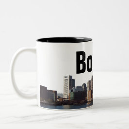 Boston Skyline op een beker Tweekleurige Koffiemok