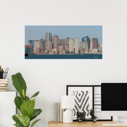 Boston Skyline Poster (Thuiskantoor)
