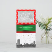Boston Skyline Red Snowflake Kerstmis Feestdagenkaart (Staand voorkant)