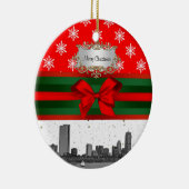 Boston Skyline Red Snowflake Kerstmis Keramisch Ornament (Rechts)