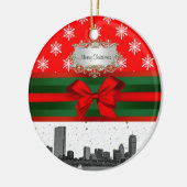 Boston Skyline Red Snowflake Kerstmis Keramisch Ornament (Links)