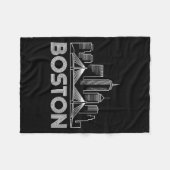 Boston Skyline Retro Vintage City Lovers  Fleece Deken (Voorkant (Horizontaal))