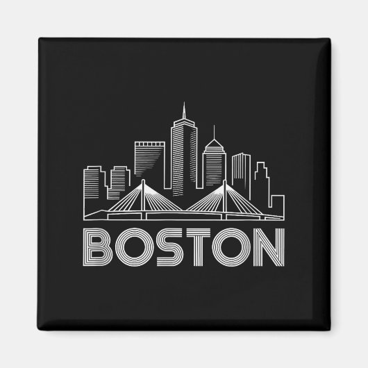 Boston Skyline Retro Vintage City Lovers Magneet (Voorkant)