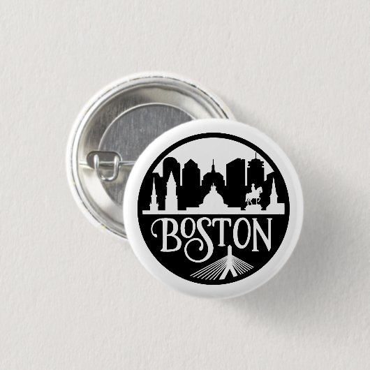 Boston Skyline Ronde Button 3,2 Cm (Voorkant /achterkant)