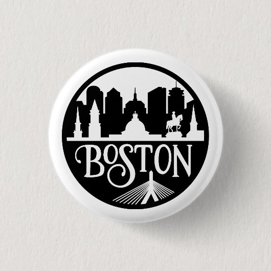 Boston Skyline Ronde Button 3,2 Cm (Voorkant)