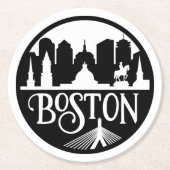 Boston Skyline Ronde Kartonnen Onderzetter (Voorkant)