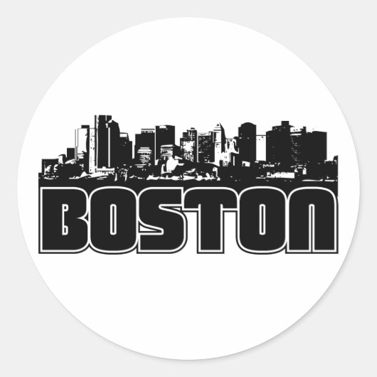 Boston Skyline Ronde Sticker (Voorkant)