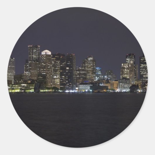 Boston Skyline Ronde Sticker (Voorkant)