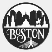 Boston Skyline Ronde Sticker (Voorkant)