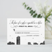 Boston Skyline RSVP-kaart matching uitnodiging (Staand voorkant)