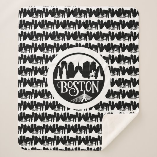 Boston Skyline Sherpa Deken (Voorkant)