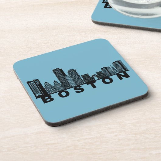 Boston Skyline Silhouette Bier Onderzetter (Linkerzijde)