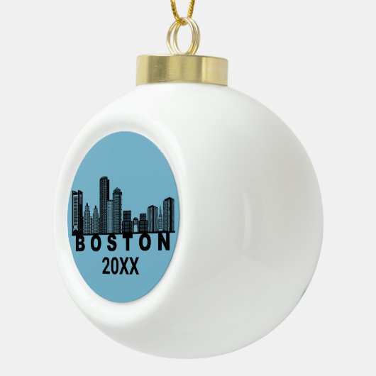 Boston Skyline Silhouette Keramische Bal Ornament (Rechts)