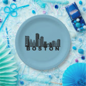 Boston Skyline Silhouette  Papieren Bordje (Feest)