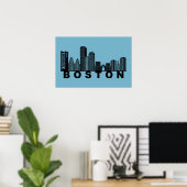 Boston Skyline Silhouette  Poster (Thuiskantoor)