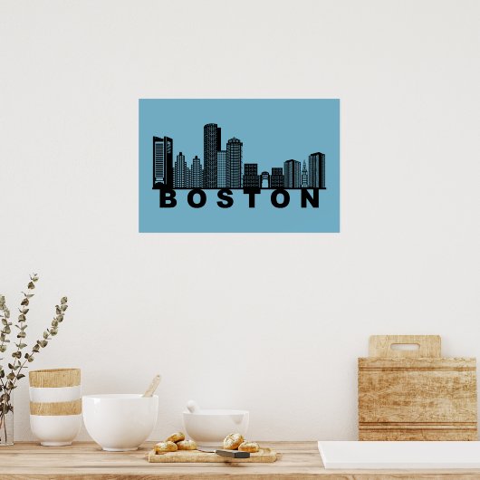 Boston Skyline Silhouette Poster (Keuken)