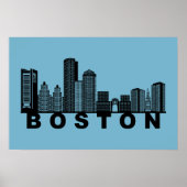 Boston Skyline Silhouette  Poster (Voorkant)