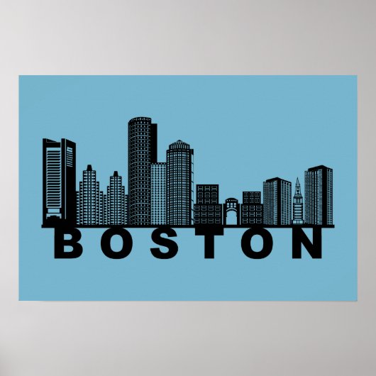 Boston Skyline Silhouette  Poster (Voorkant)
