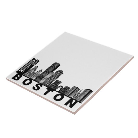 Boston Skyline Silhouette Tegeltje (Zijkant)
