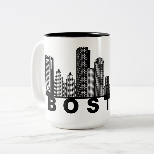 Boston Skyline Silhouette  Tweekleurige Koffiemok (Voorkant links)