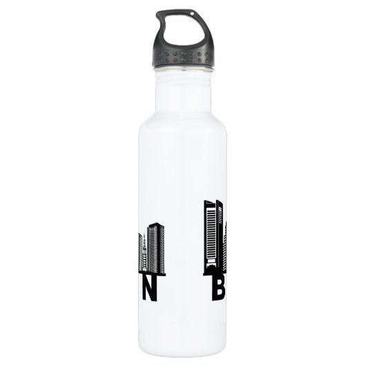 Boston Skyline Silhouette Waterfles (Achterkant)