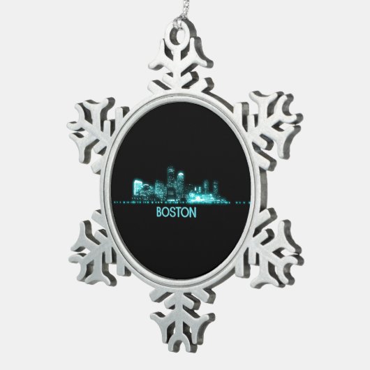 Boston Skyline Tin Sneeuwvlok Ornament (Rechts)