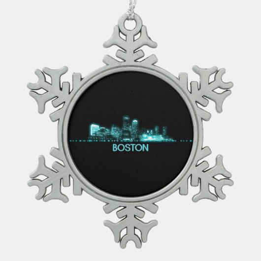 Boston Skyline Tin Sneeuwvlok Ornament (Voorkant)