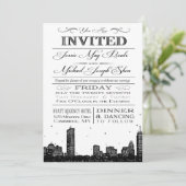 Boston skyline trouwuitnodiging kaart (Staand voorkant)