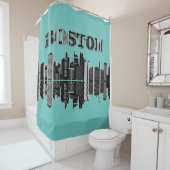 Boston Skyline Typografie Douchegordijn (In situ)