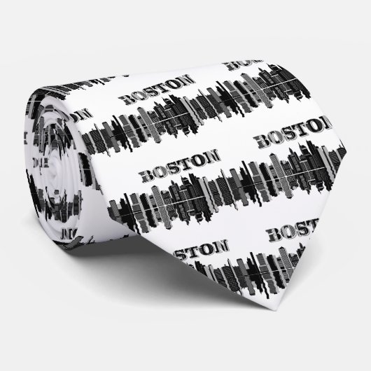 Boston Skyline Typografie Stropdas (Opgerold)