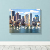 Boston skyline van waterfront canvas afdruk (Insitu (Houten vloer))