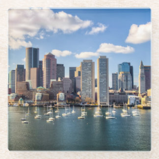 Boston skyline van waterfront glazen onderzetter